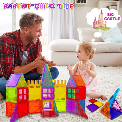 Magnetic Building Blocks Toy Set 3D Tiles DIY Toys Gift for Kids 34Pcs/Set AUS . - Picture 8 of 11