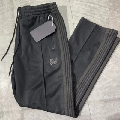 Quality Embroidered Needles Track Pants Classic Stripe