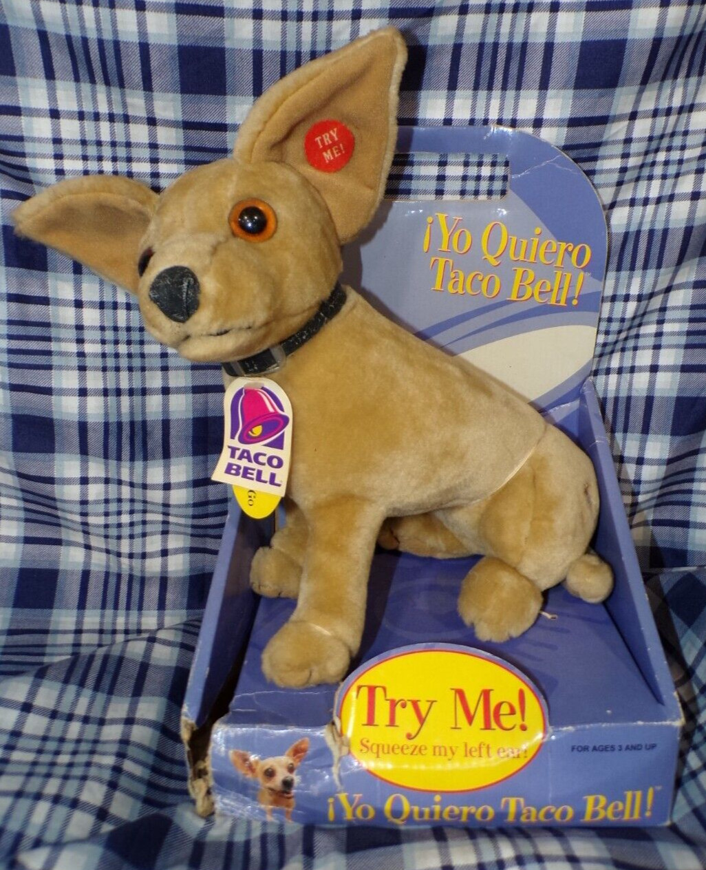 Vintage  1999 Taco Bell Dog Chihua Damaged box, Untested