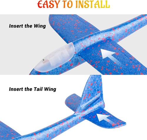4x Wurfgleiter XXL Flugzeug Styropor Flieger LED Licht Kinder Spielzeug 48cm - Bild 6 von 7