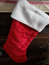 Christams Stocking 18in Length 8in Width Red White Luxe Plush
