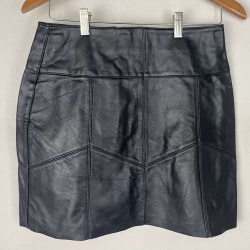 GIOVANNI NAVARRE Italian Leather Mini Skirt Women's Size 8 28" Waist NOS NWT - Picture 2 of 6