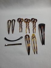 Vintage Hair Combs 7 Faux Tortoise Shell 1 France 2 Barrettes 1 medal 1 medal 