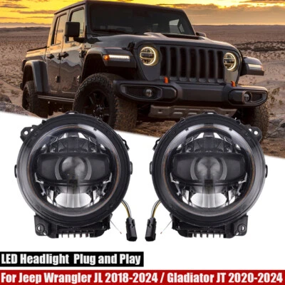 LED Headlight For Jeep Wrangler JL 2018-2024 / Gladiator JT 2020-2024 Headlamp - Bild 1 von 4