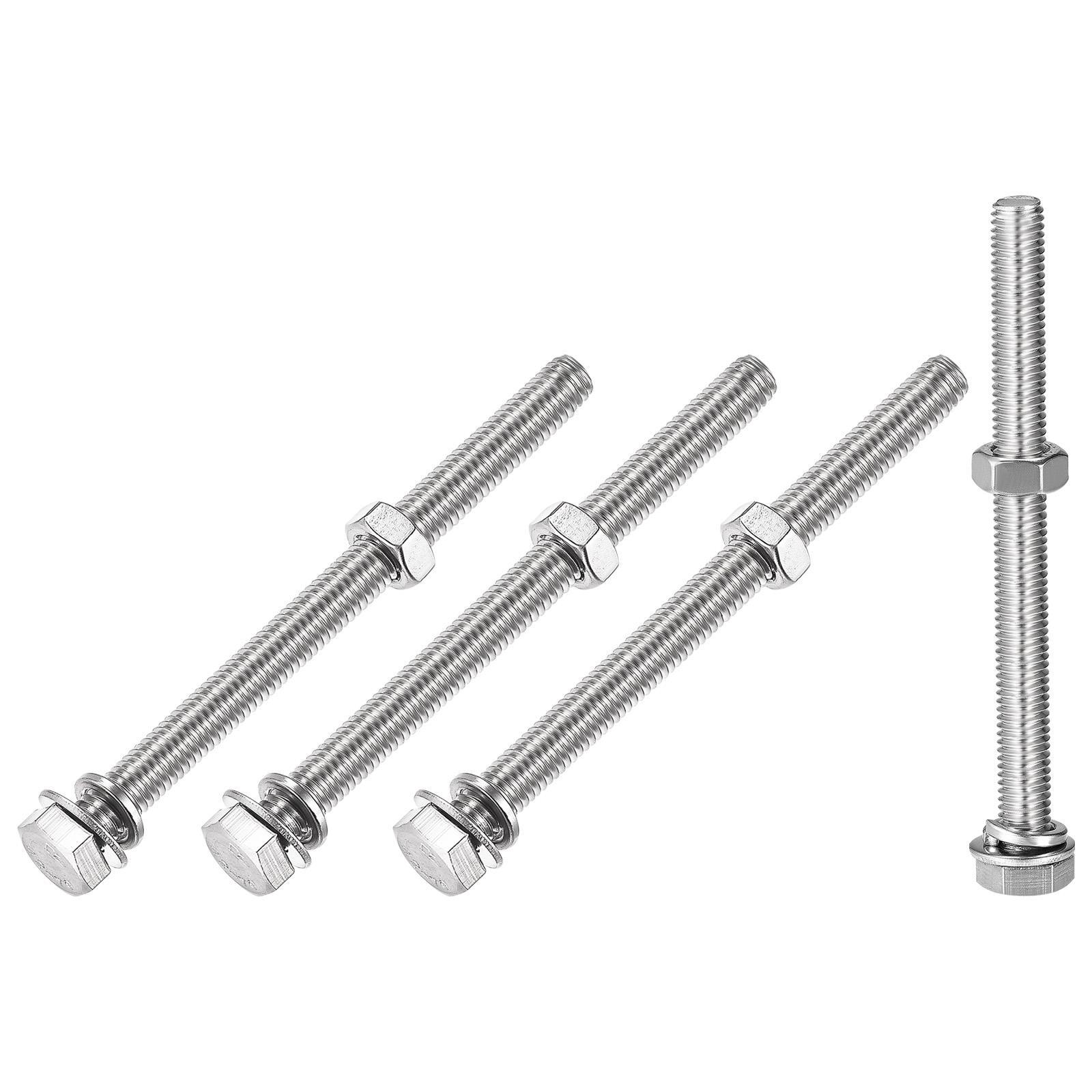 M8x90mm Hex Head Screws Bolts Nuts Washers Kit 4 Sets