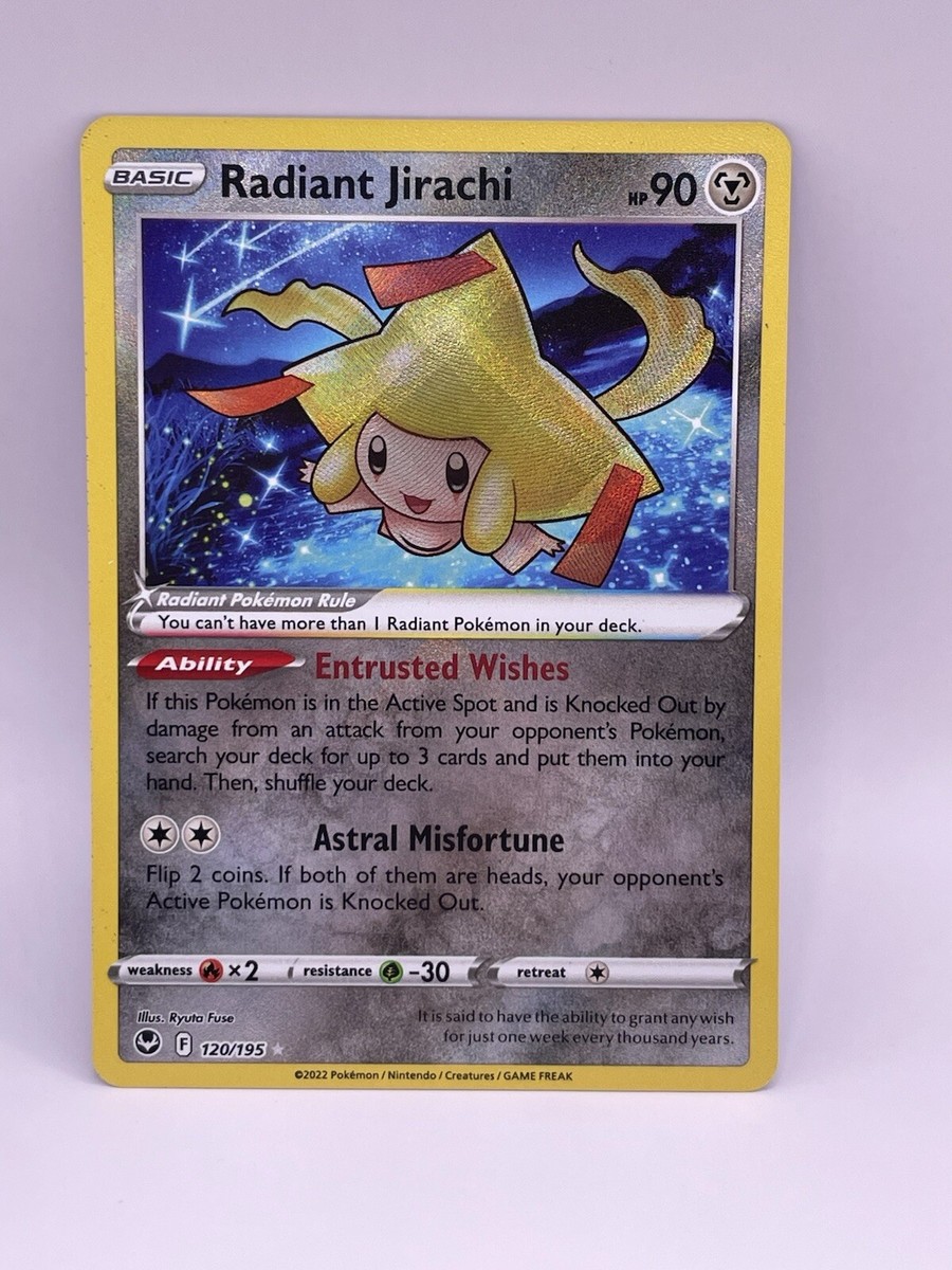 Pokmon TCG Radiant Jirachi Silver Tempest 120/195 Holo Radiant Rare MINT Pokmon TCG Radiant Jirachi Silver Tempest 120/195 Holo Radiant Rare MINT