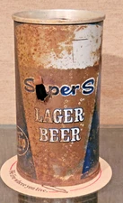 1963 BLUE SUPER S ZIP TAB TOP BEER CAN GRACE BROTHERS SANTA ROSA CA