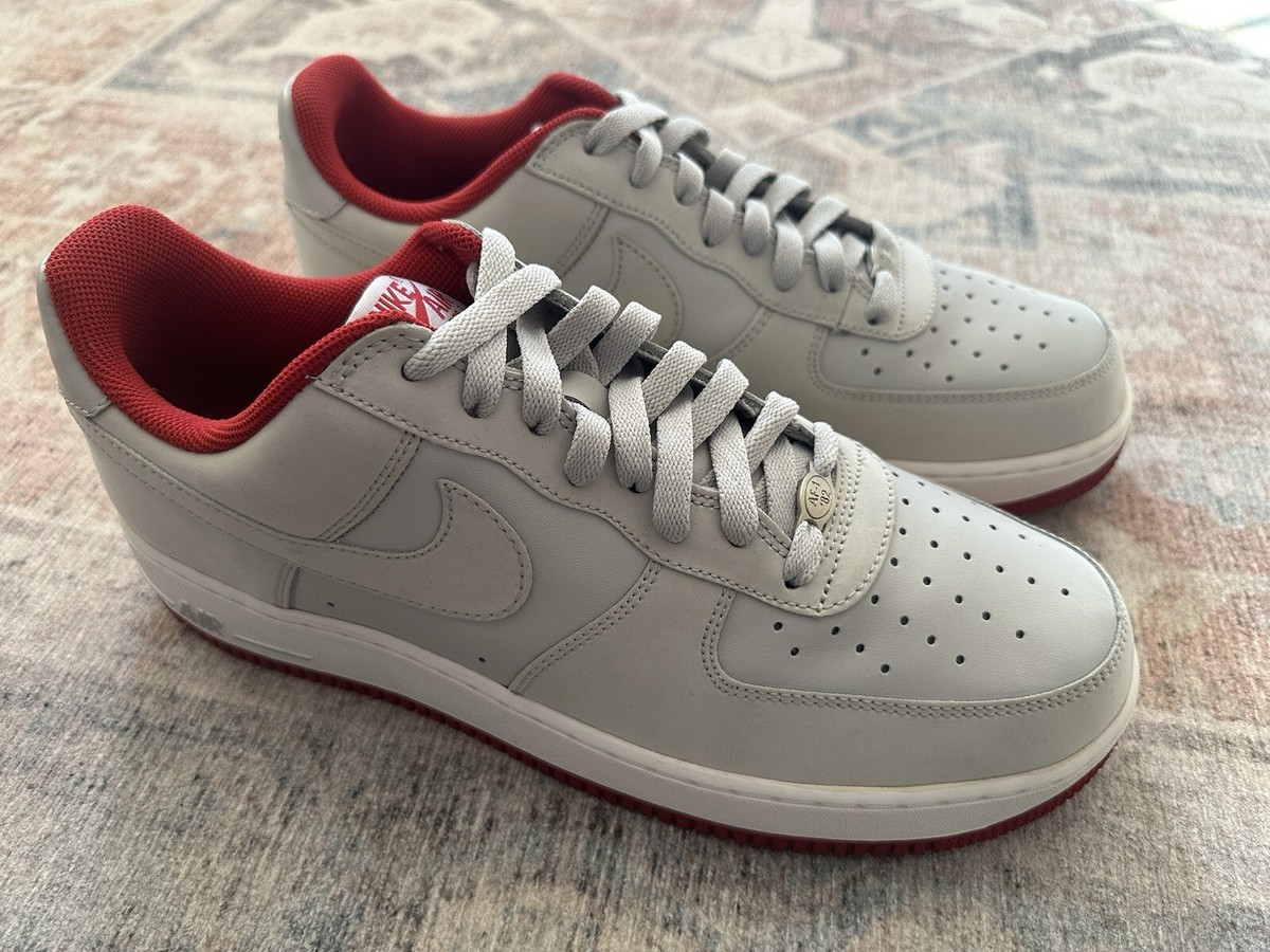 2006 Nike Air Force 1 Neutral Grey Varstity Red Size 10.5 | eBay