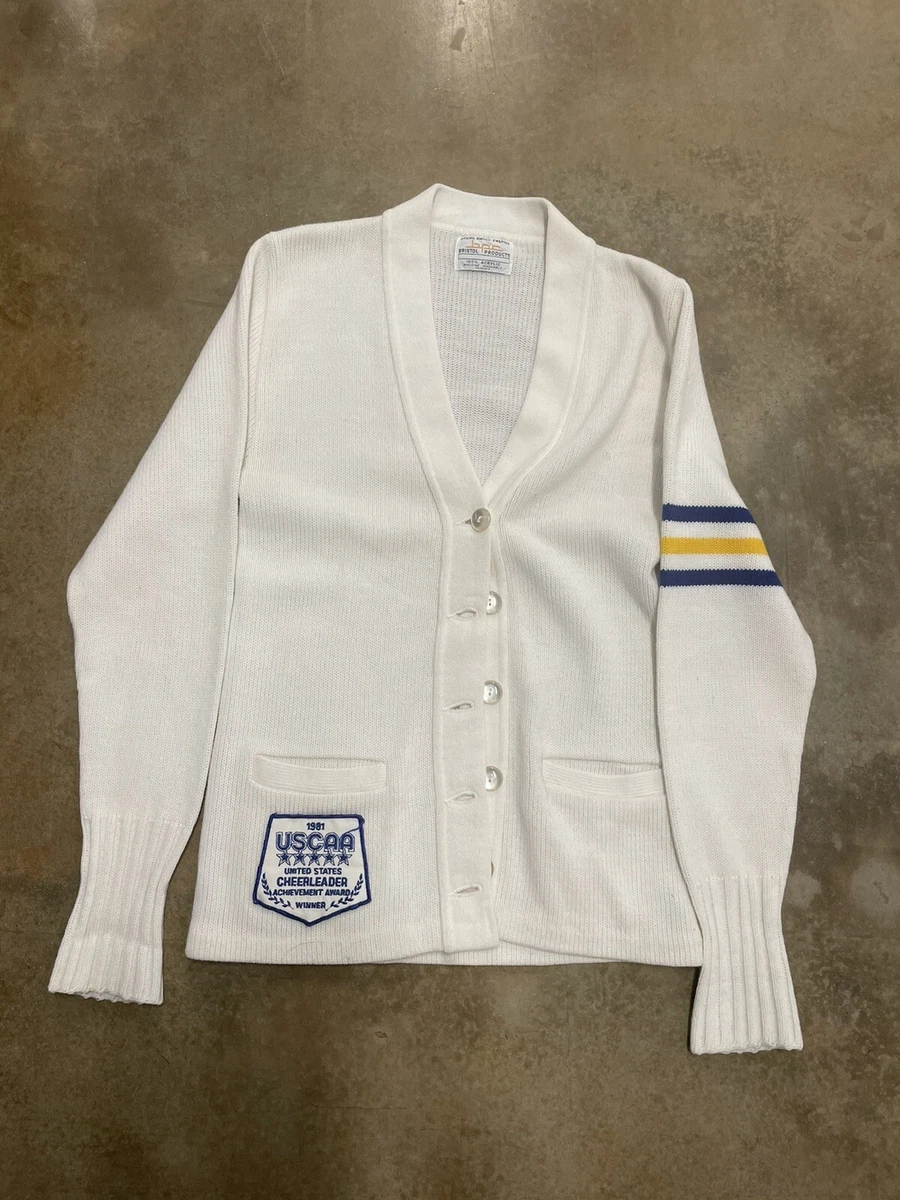 Vintage Bristol Official Award Sweater Letterman Cardigan Blue Gold Size S