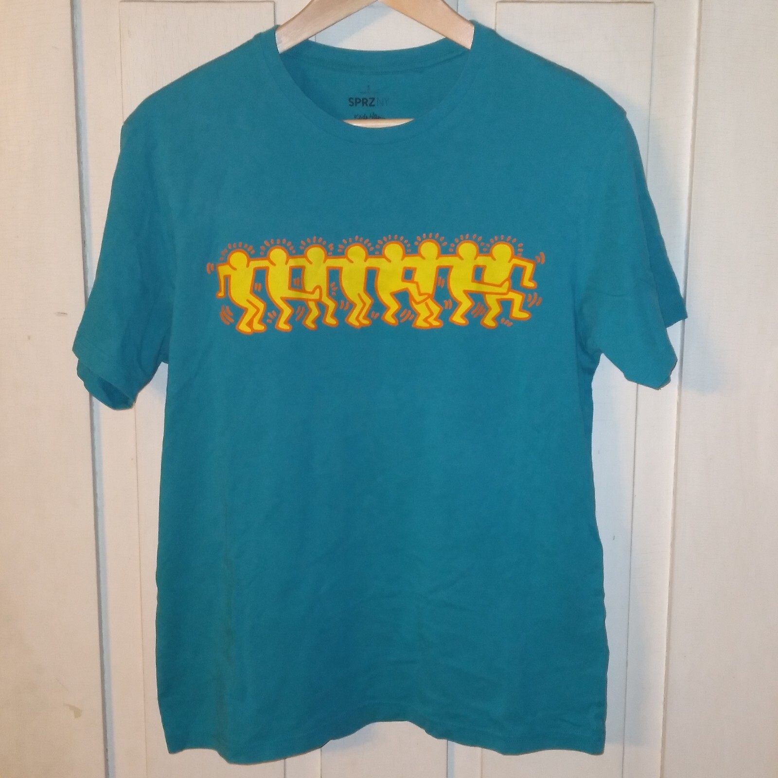 Keith Haring Uniqlo x SPRZ NY Size S Teal Green T Shirt  MoMA Special Edition image 3