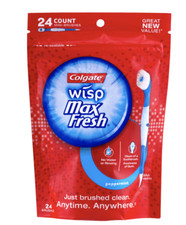 Colgate Max Fresh Wisp Disposable Mini Toothbrush, Peppermint - 24 Count