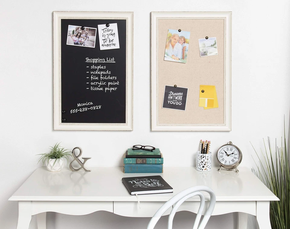 DesignOvation Macon Framed Linen Fabric Pinboard, 18x27, Soft White - Image 4 of 4