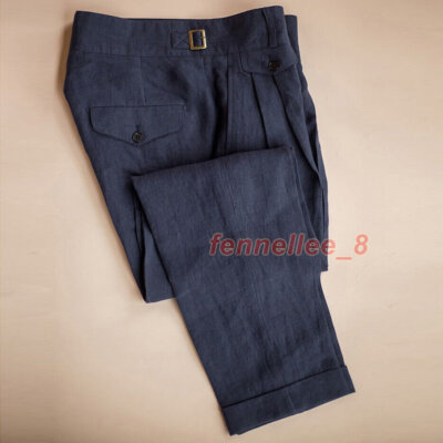 Retro GURKHA Pants Belted Casual Linen Pants GURKHA Trousers