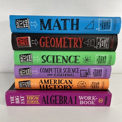 Lot of 6 THE COMPLETE MIDDLE SCHOOL STUDY GUIDE Big Fat Note Book Set