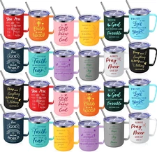 24 Pcs Christian Coffee Mugs Bulk, Religious Christian Bible Verse Inspirational