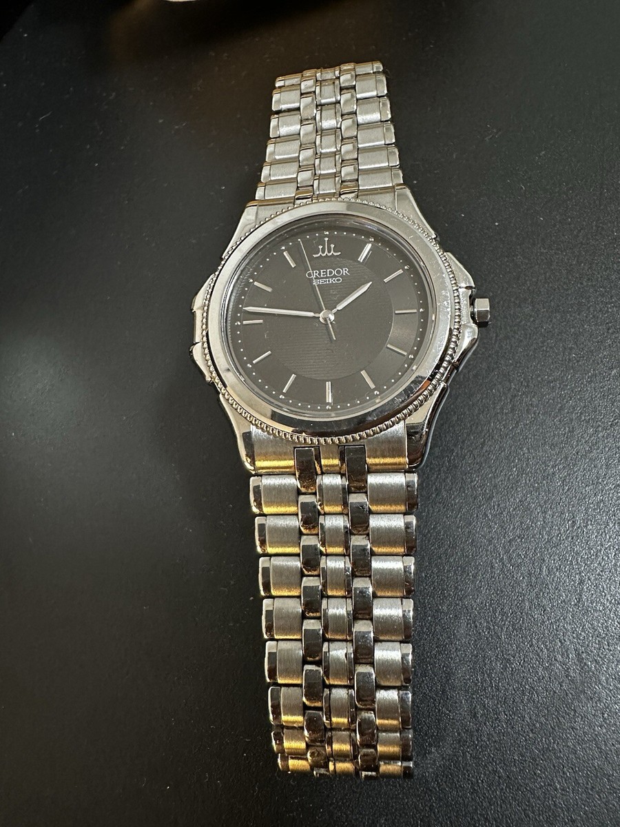 SEIKO CREDOR Pacifique 8J81-6A20 Black Silver Men's Wrist