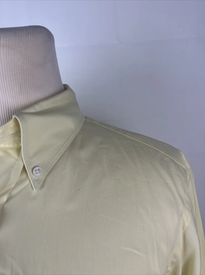 Paul Stuart Men's Yellow Solid Cotton Dress Shirt 17-17.5 34/35 $215 - Image 2 of 4