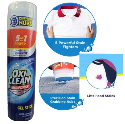 OXI CLEAN MaxForce Laundry Stain Remover 5 in 1 Gel Stick Dried in stains 1PACK 