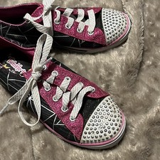 Skechers Twinkle Toes Pop Princess Shoes Studded Light Up Lace Girls Size 3 EUC