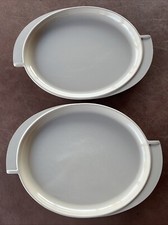 Vintage Boonton Ware Platters 14.5” Greyish Cream Set 2