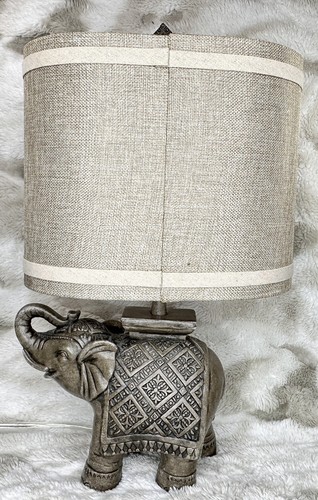Vintage Elephant Accent Table Lamp Pull Chain Bronze Boho Animal Home Décor - Picture 5 of 7