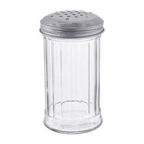 12 oz Glass Cheese / Pepper Flake Shaker with Steel Perforated Top by