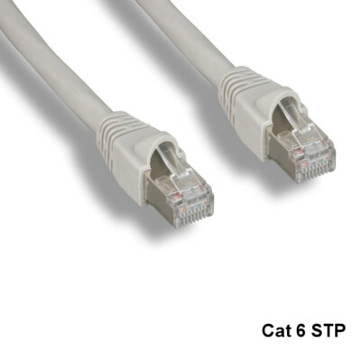 KNTK Gray 100' Cat6 STP Ethernet Cable 24AWG 550MHz RJ45 Patch Panel Network
