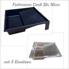 Profi Farbwanne 32x 36cm mit 5 Einsätzen,Lackwanne, Rollen, Walze, Antifouling