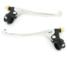 Honda Lever Perch Assembly Set - Clutch + Drum Brake - Black & Chrome - 7/8"