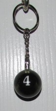 1 Inch Number 4 FOUR SPARKLE Mini POOL BALL Billiard Snooker KEYCHAIN Ring NEW