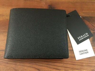 Gianni Feraud WYATT schwarze Brieftasche aus genarbtem Leder mit Reißverschlussfach - neu mit Etikett