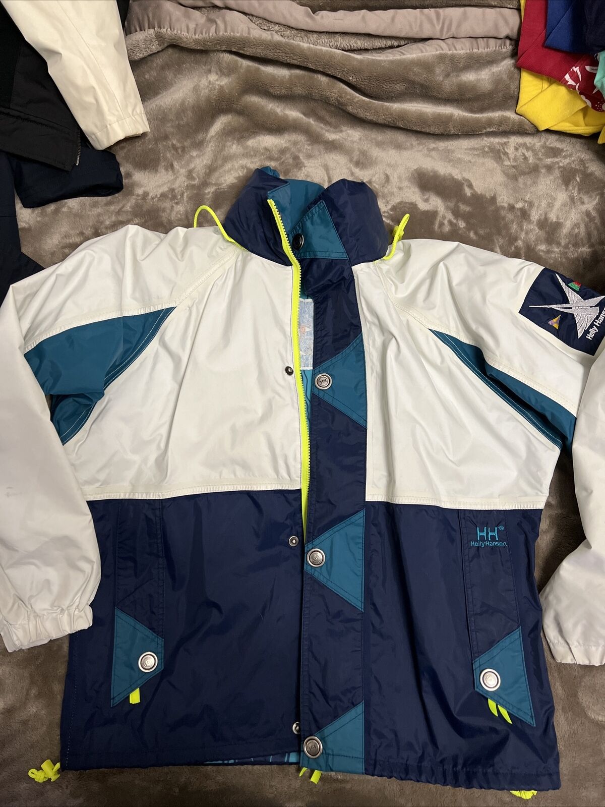 Wrok accessoires Uitgaan van Vtg 90's Helly Hansen Helly Tech Sailing Jacket Ladies XS Twin Sails Neon  Teal | eBay