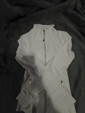 Lululemon Women's White  Gold Full Zip Activewear Jacket with Zipped Pockets