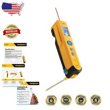Compact Digital Thermometer - Dual Probe IR  Folding Rod, Backlit Display, 9...