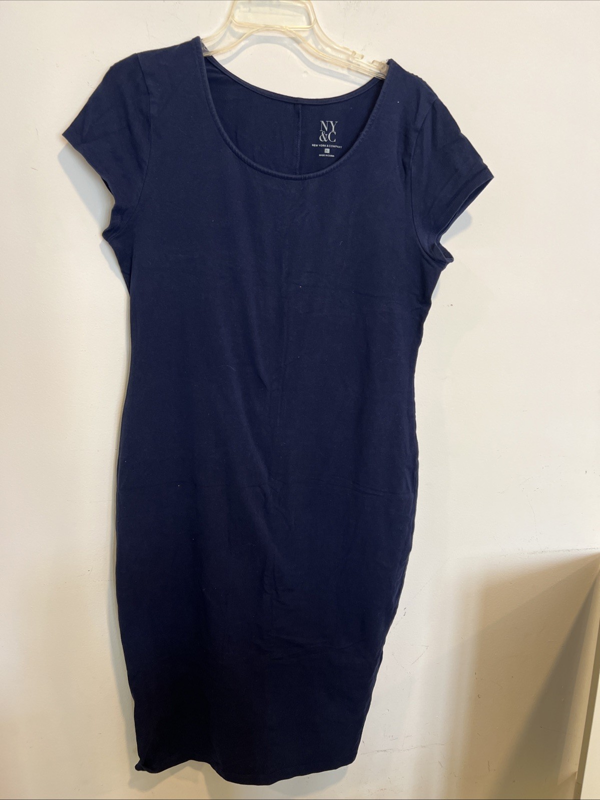 New York & Company Scoop neck Cap Sleeve Navy Midi Dress Size XL