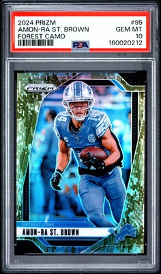 2024 Panini Prizm Amon-Ra ST. Brown #95 Forest Camo PSA 10 1/25 POP 4
