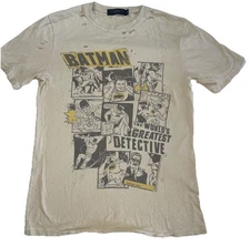 Junk Food Distressed DC Batman World's Greatest Detective T-Shirt Sz XS /New Tan