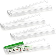 4 Pack 17.6 in Modern Mahjong Racks with Pushers, Mahjong All-In-One Tile Rack a