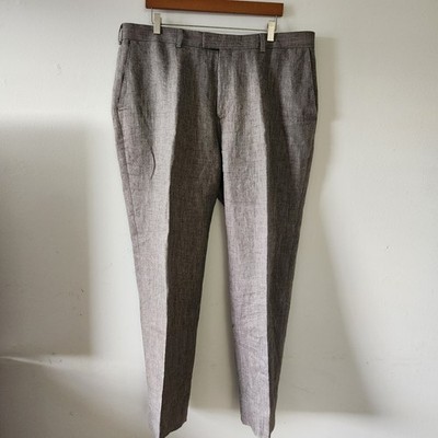 Banana Republic Linen Trousers Dress Pants Gray Loose fit 100% linen 38x32