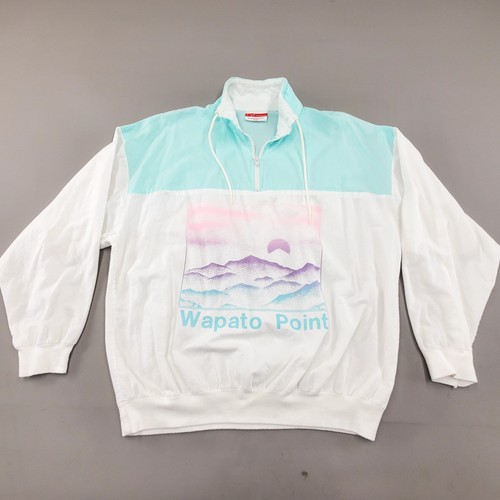 Vintage PM Activewear Pastel 1/4 Zip Wapato Point Washington Cotton Jacket 80s