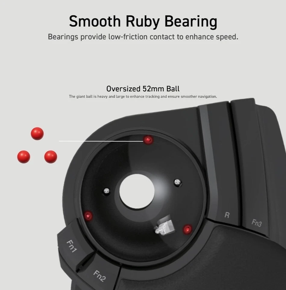 ELECOM HUGE Trackball, 2.4GHz Wireless USB, Index Finger Control, Customizable 8 - Image 4 of 4