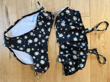 Girls Art Class Black Daisy Floral Bikini Swimsuit Size XL/14