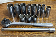 13 Pcs Vintage Craftsman V-series 12 Drive Ratchet Sockets Extension Bar