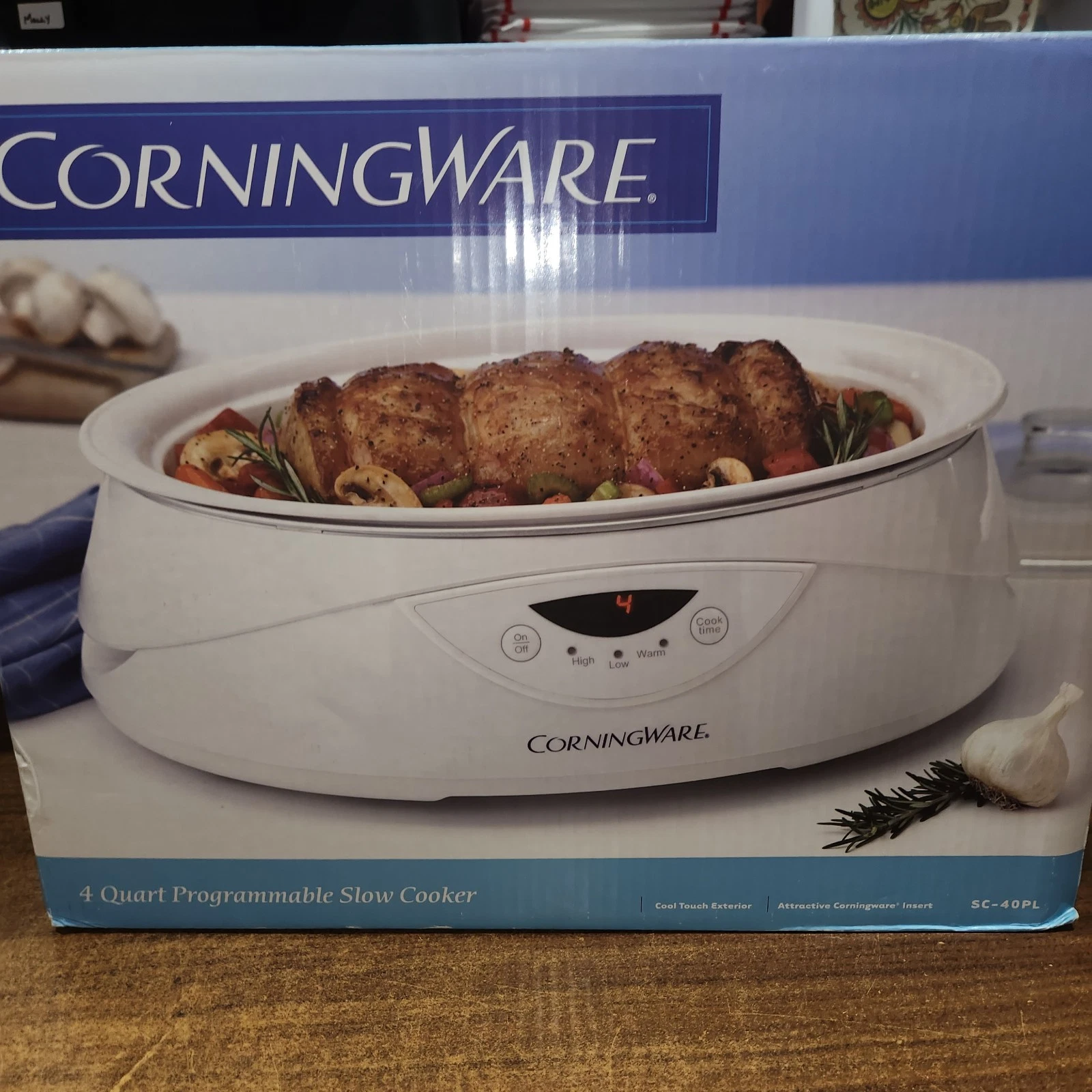 CorningWare 4 Quart Slow Cooker SC40PL White Digital Controls NEW IN BOX