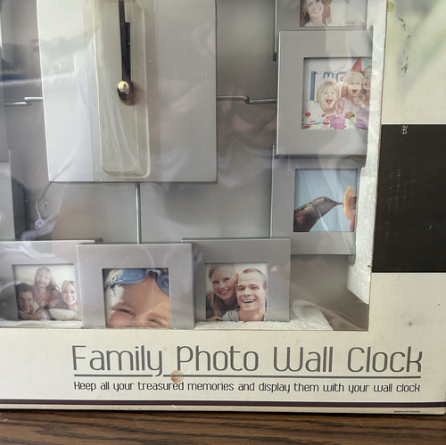 Vintage Treasure It Family Photo Wall Clock Holds 12 Photos - Picture 3 of 12