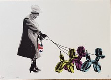 limited edition Death NYC  screenprint Queen Dog. Queen Elizabeth II Jeff Koons