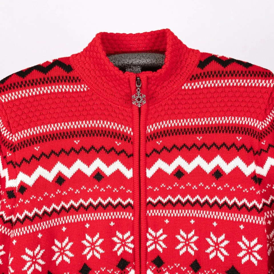 Suéter Cárdigan Mujer Rojo Fair Isle Talla XL Invierno Vacaciones Copo de Nieve Navidad Foto 2 de 4