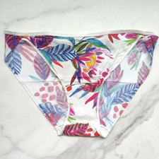 Soma Vanishing Edge Microfiber Bikini Panty Lush Tropics Mini Ivory SZ M