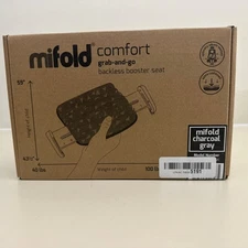 NEW Mifold Comfort Grab-And-Go Car Backless Booster Seat Charcoal Gray MF-12