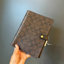 Coach Notebook In Signature Canvas 222 Gold/Brown Black